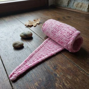 Růžový, vlněný, ručně pletený scarf